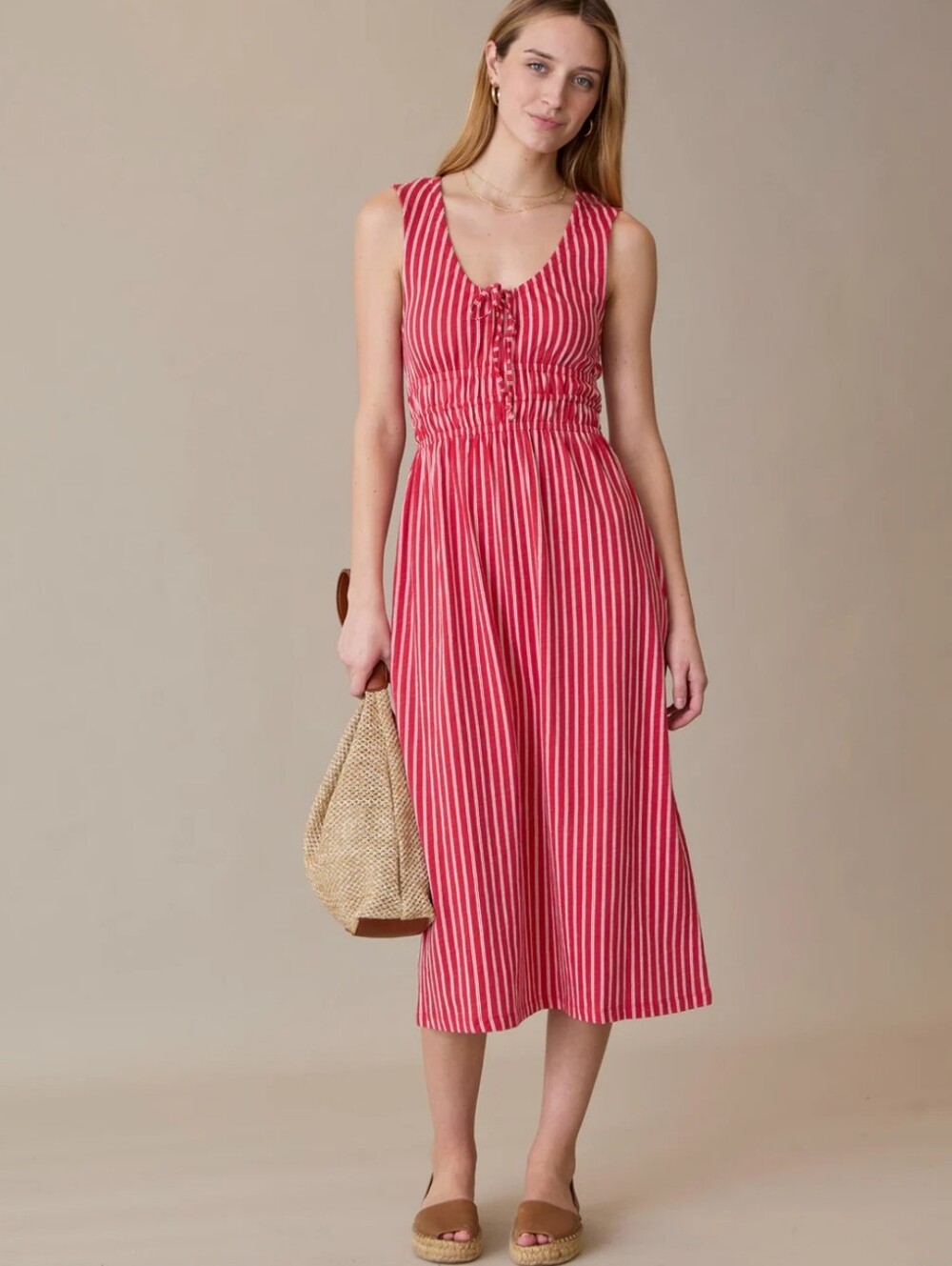 Grey State Striped Francine Midi Dress New With Tags
